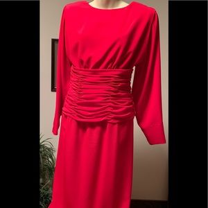 Beautiful Red, Silky, Dressy, Long sleeve Dress